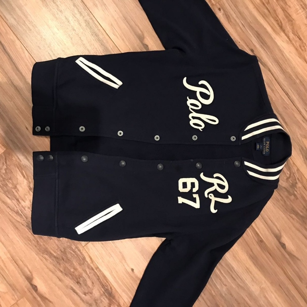 Boys Sz 14/16 Polo Knit Varsity Jacket